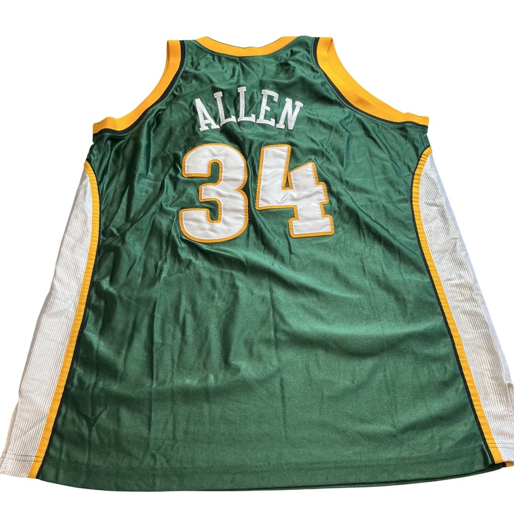 Reebok Seattle SuperSonics Ray Allen 34 NBA Basketball Jersey Green Size 48 L - Picture 6 of 11